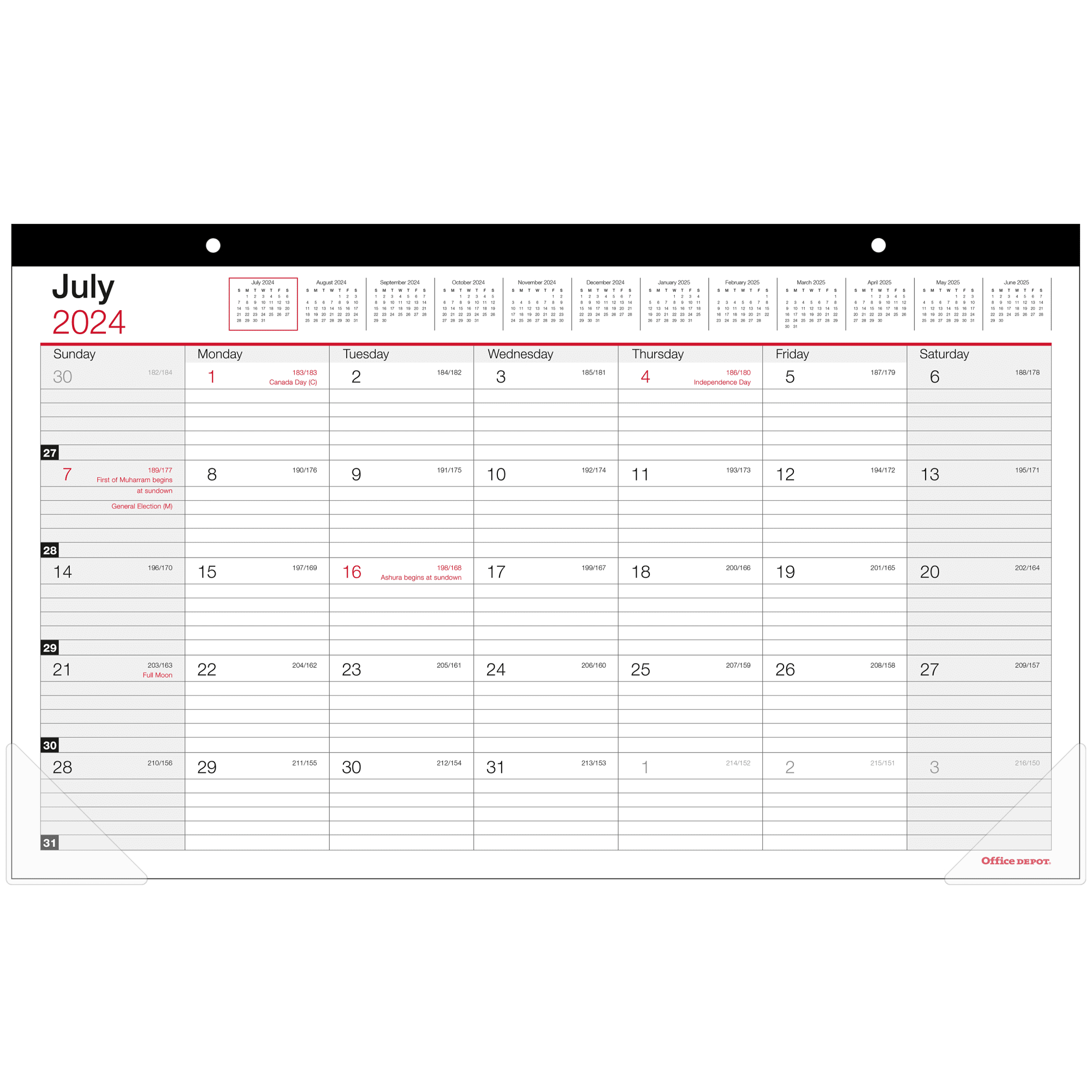 2024-2025 Office Depot® Brand Monthly Academic Desk Calendar, 17-3/4&amp;quot; X 10-7/8&amp;quot;, 30% Recycled, July 2024 To June 2025 - July 2024 - June 2025 Desk Calendar