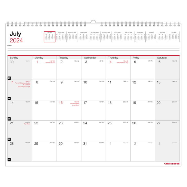 Desk Calendar July 2024 – June 2025