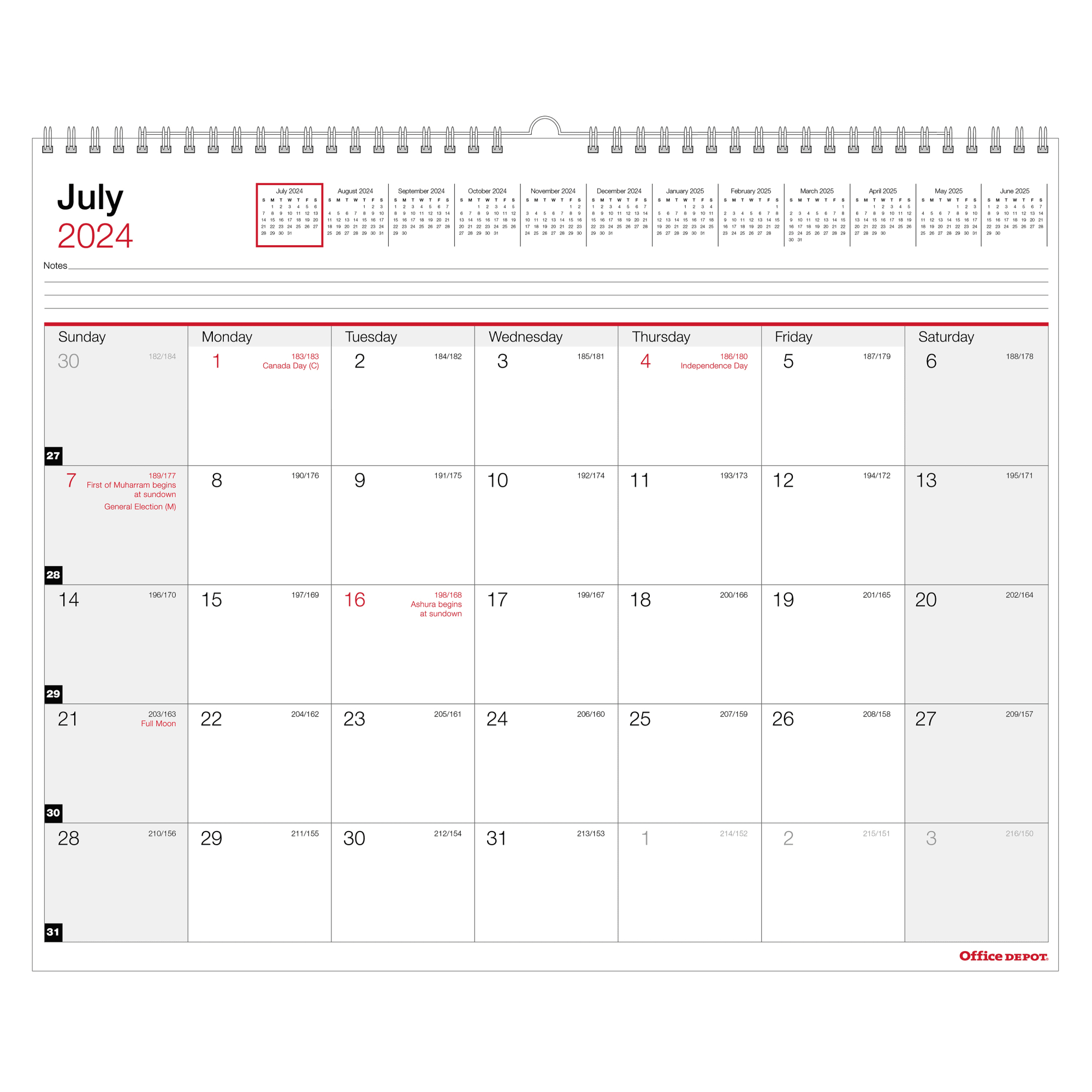2024-2025 Office Depot® Brand Monthly Academic Wall Calendar, 15&amp;quot; X 12&amp;quot;, 30% Recycled, July 2024 To June 2025 - Desk Calendar July 2024 - June 2025