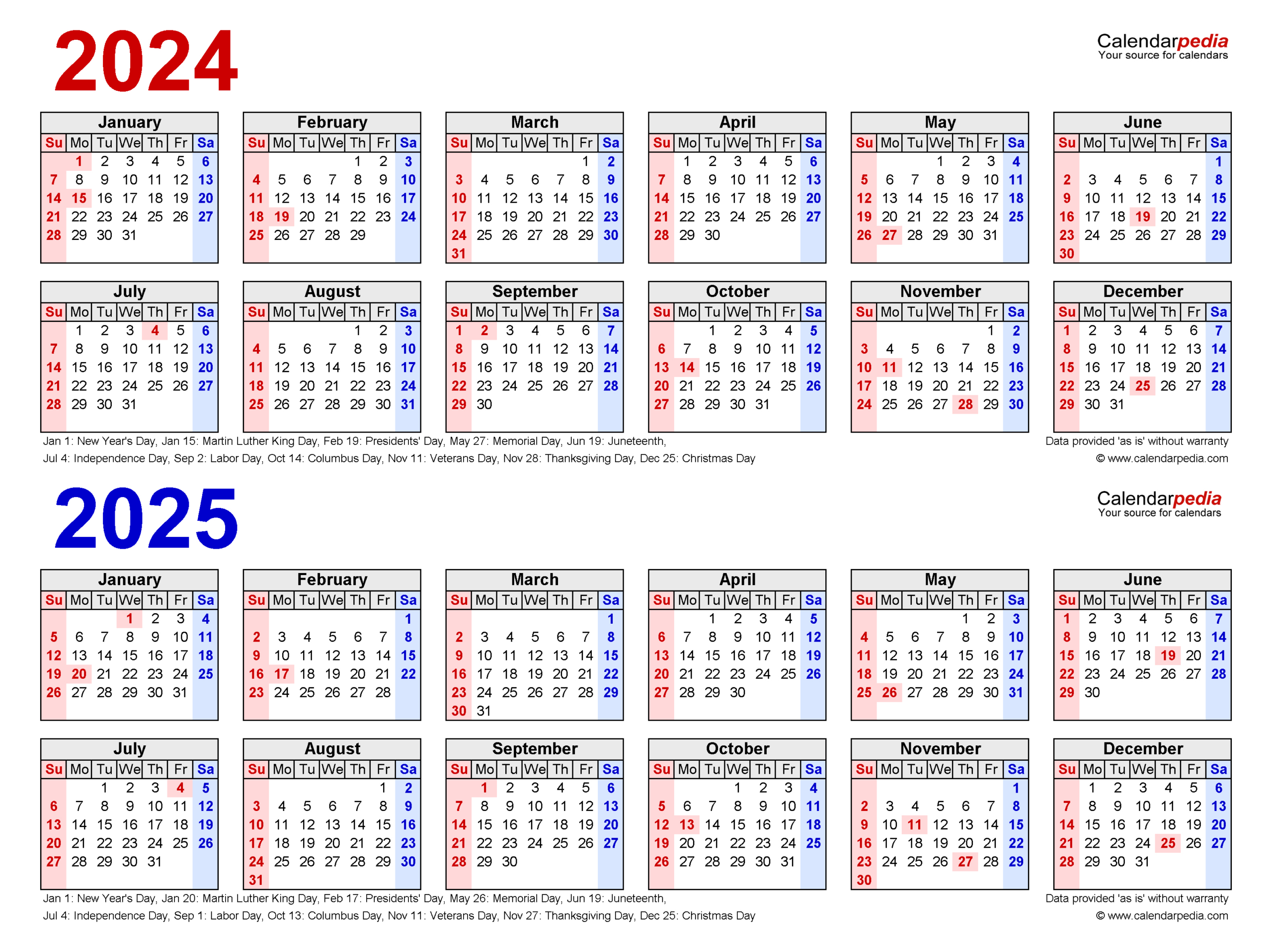 2024-2025 Two Year Calendar - Free Printable Pdf Templates - August 2024 to June 2025 Calendar