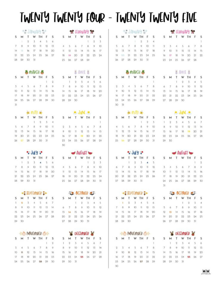 Printable Calendar August 2024 to June 2025