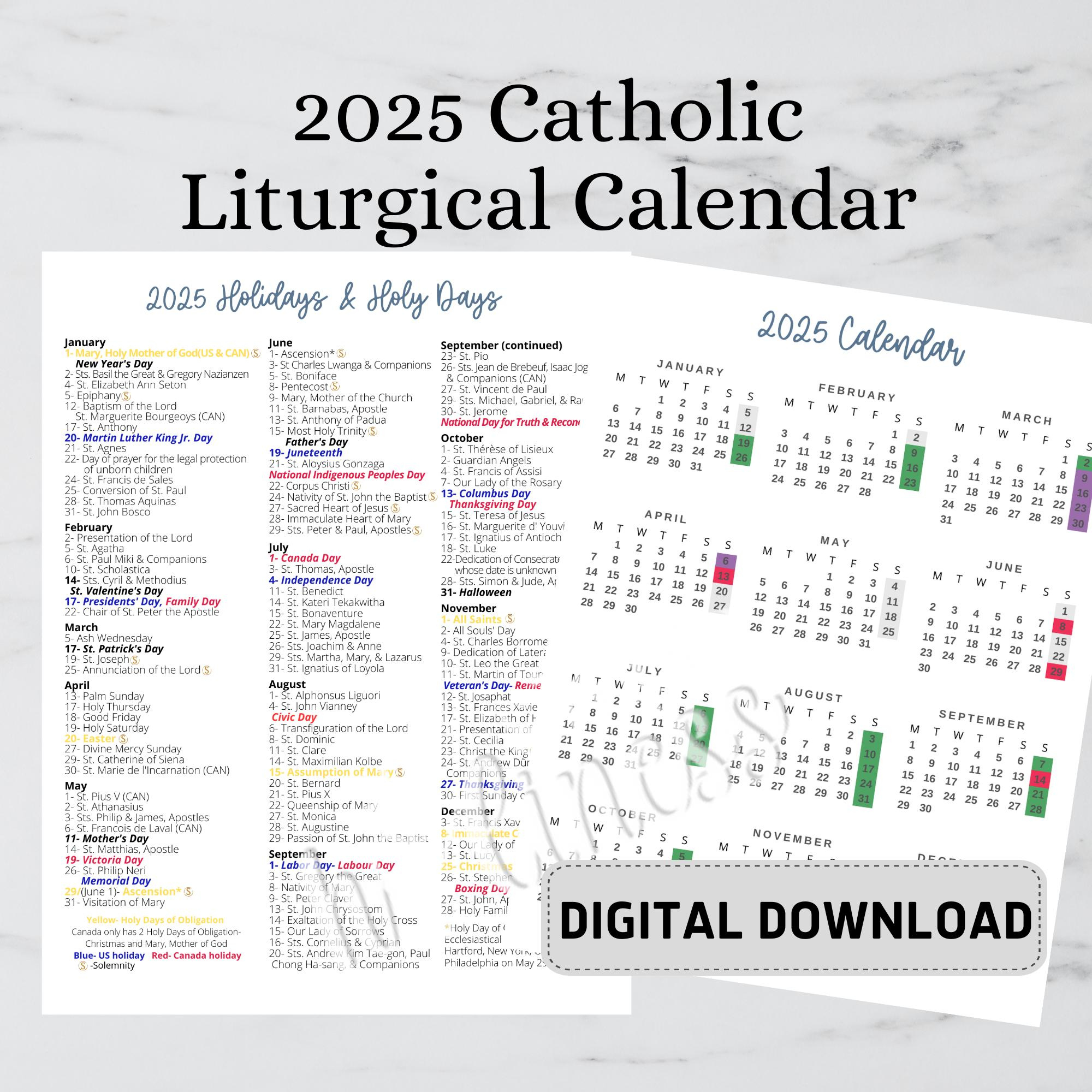 2025 Catholic Calendar- Digital Download - Etsy - Catholic Calendar June 2025
