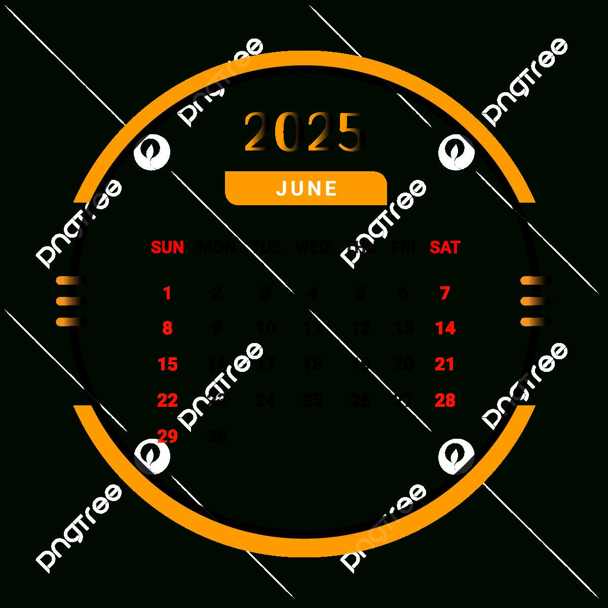 2025 June Month Calendar Yellow And Black Vector, Monthly Calendar - June 2025 Calendar Png