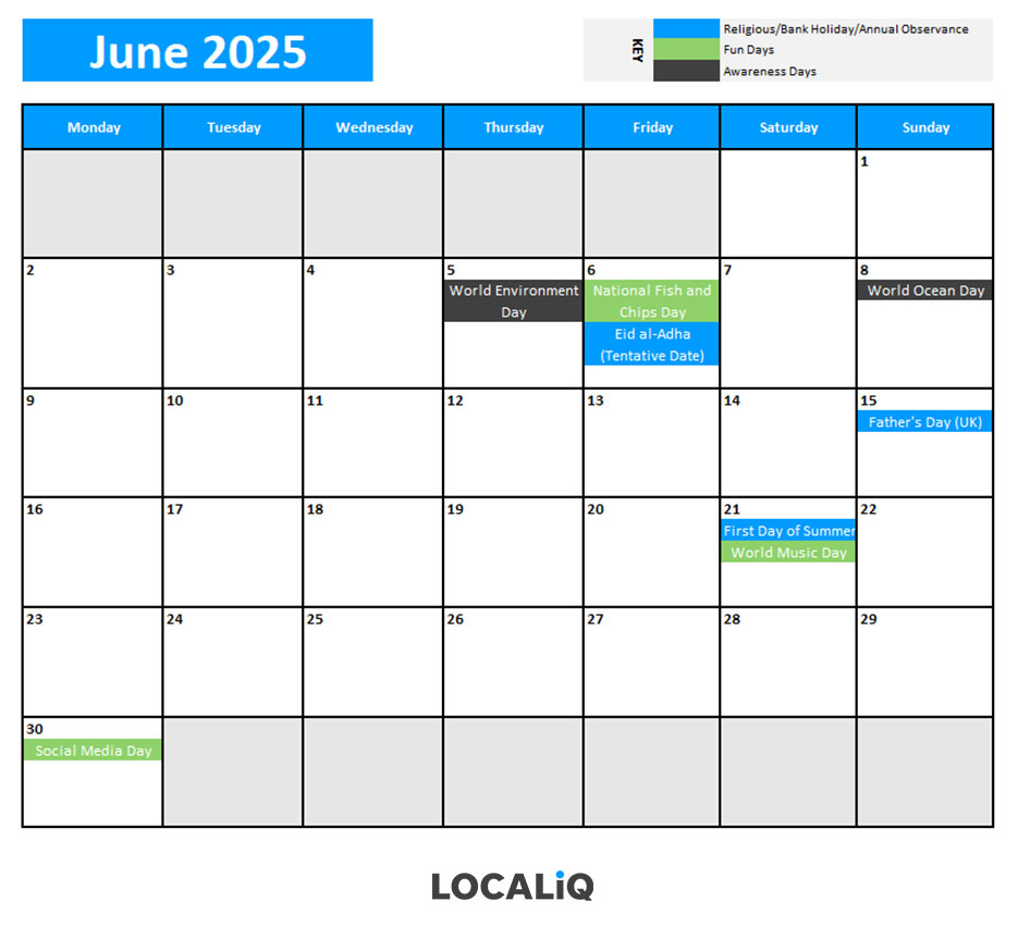 2025 Key Awareness Days And Holidays For Social Media - June 2025 Weather Calendar