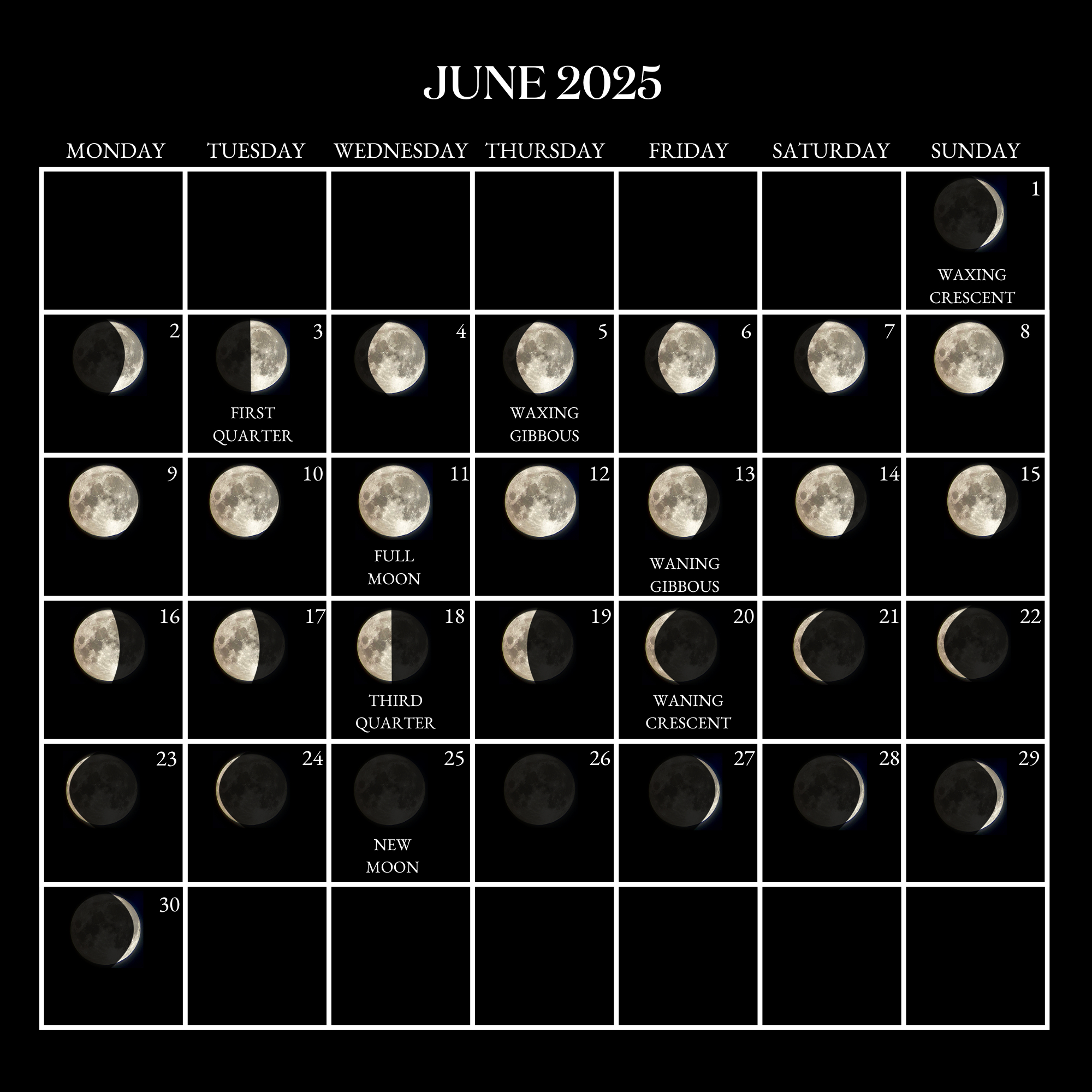 2025 Moon Calendar - Every Phase And Stage Of The Moon - Moon Calendar For June 2025