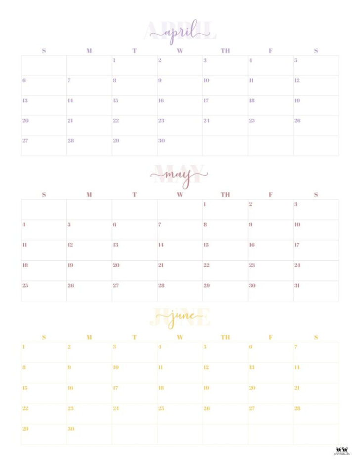 April May June 2025 Calendar Printable Free