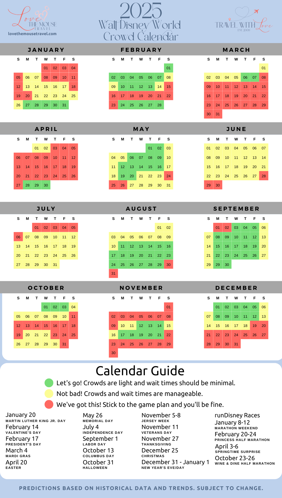 2025 Walt Disney World Crowd Calendar | Love The Mouse Travel - Disneyland Crowd Calendar June 2025