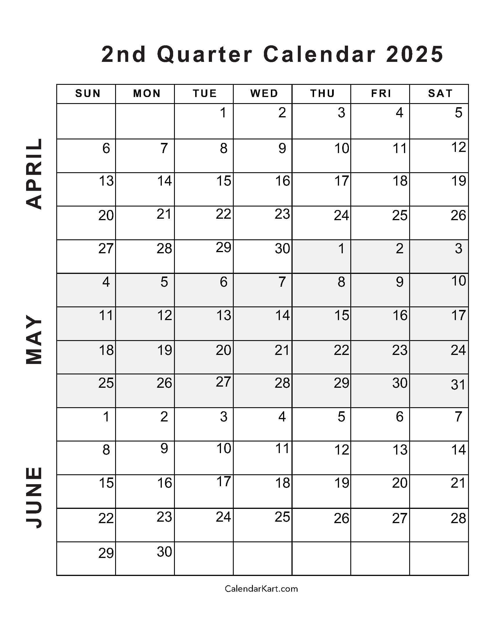 April To June 2025 Calendars (Q2): Free Printables - April May and June Calendar 2025