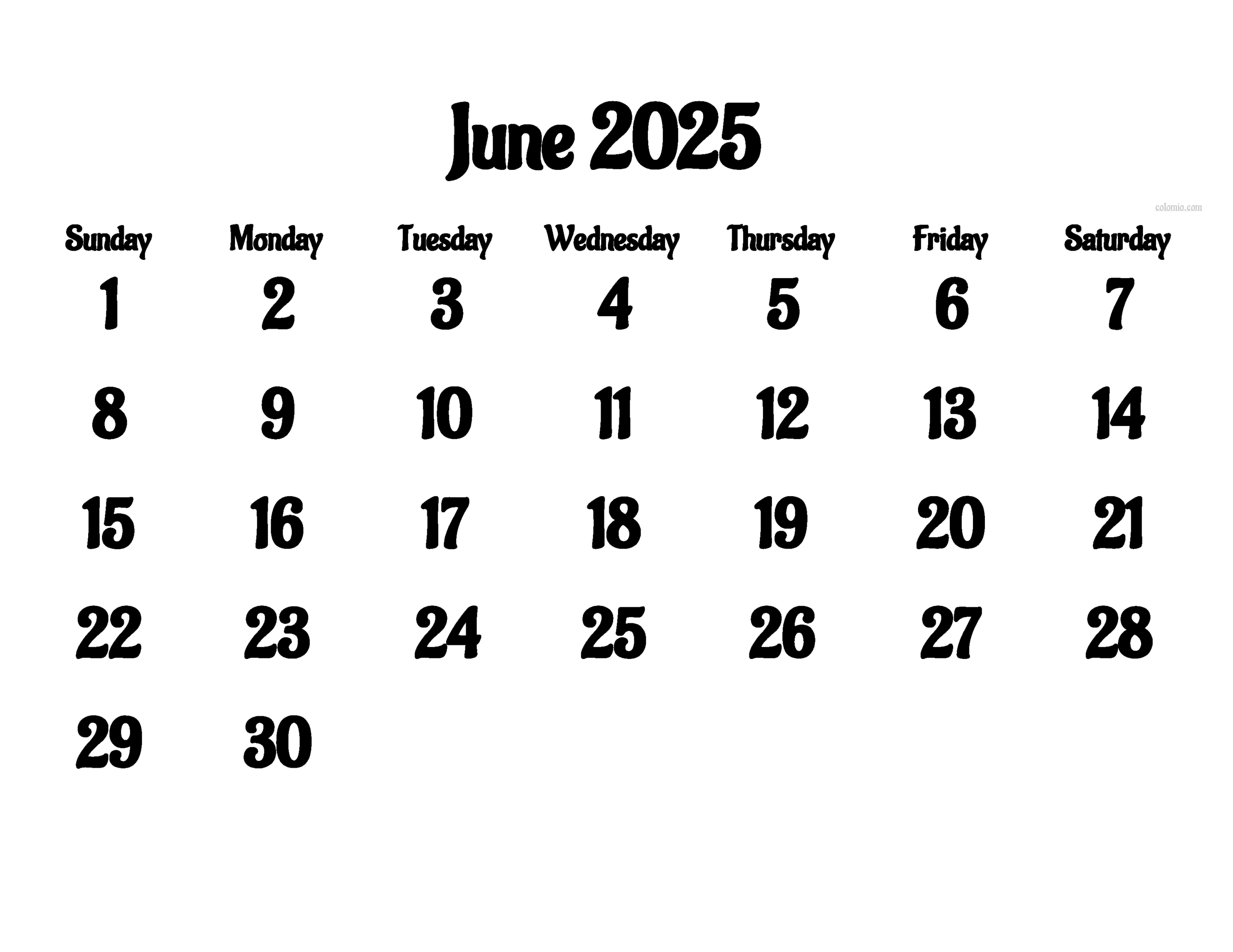ᐅ June 2025 Calendar | Free Printable Pdf, Xls And Png - June 2025 Calendar Png
