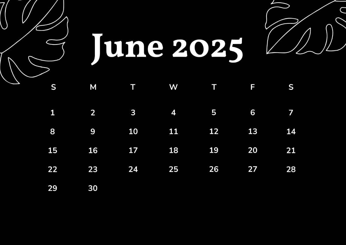 Free Aesthetic June 2025 Calendar Template To Edit Online - June 2025 Calendar Black Background