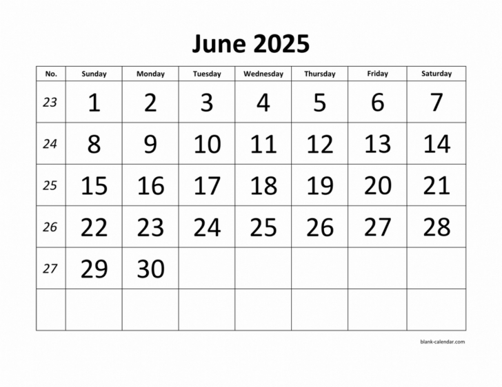 Show June 2025 Calendar