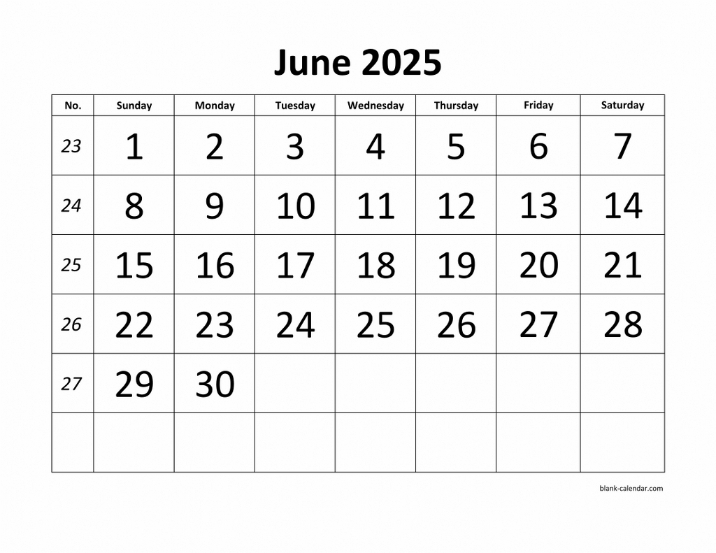Free Download Printable June 2025 Calendar, Large Font Design - Show Me The Calendar For June Of 2025