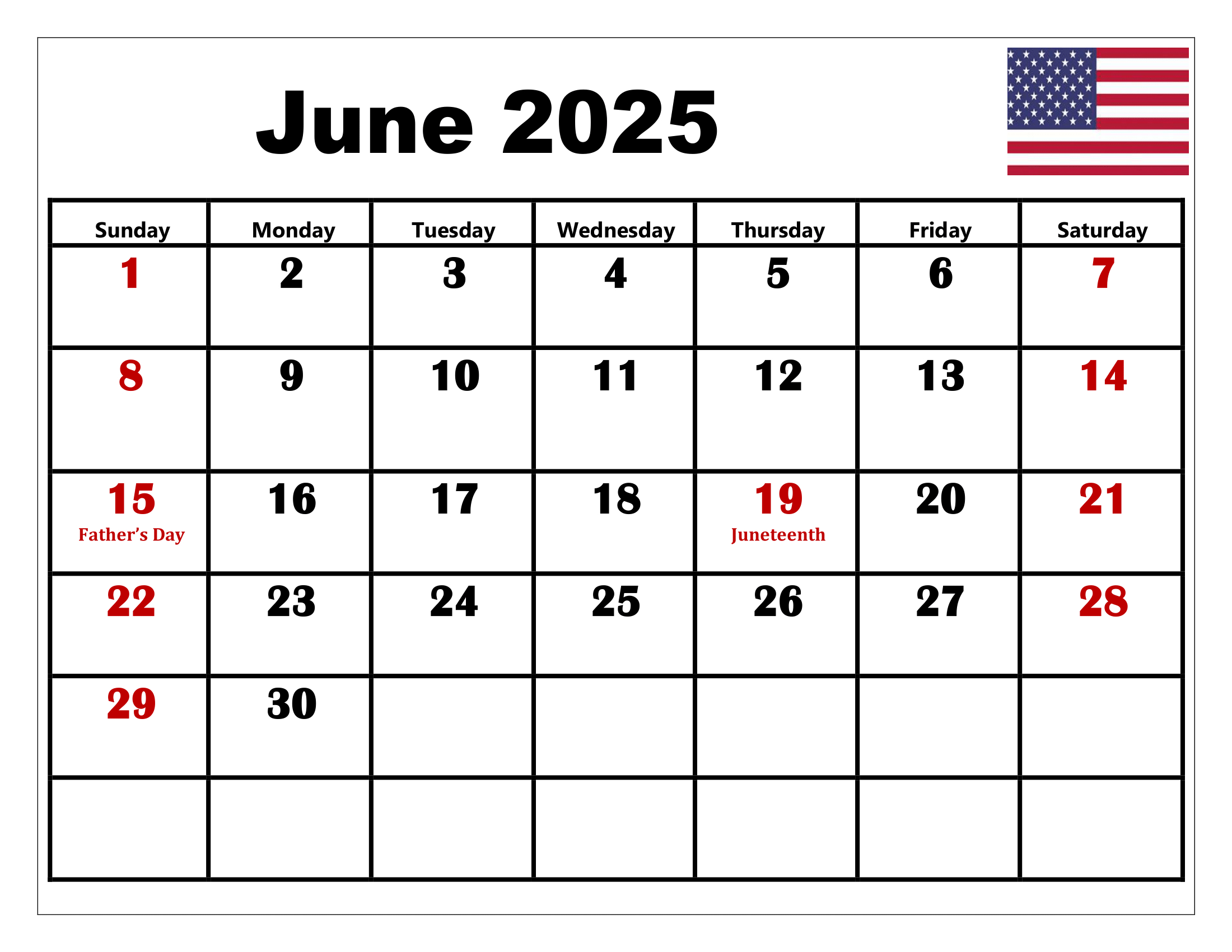 Free June 2025 Calendar Printable Pdf Template With Holidays - June 2025 Printable Calendar With Holidays