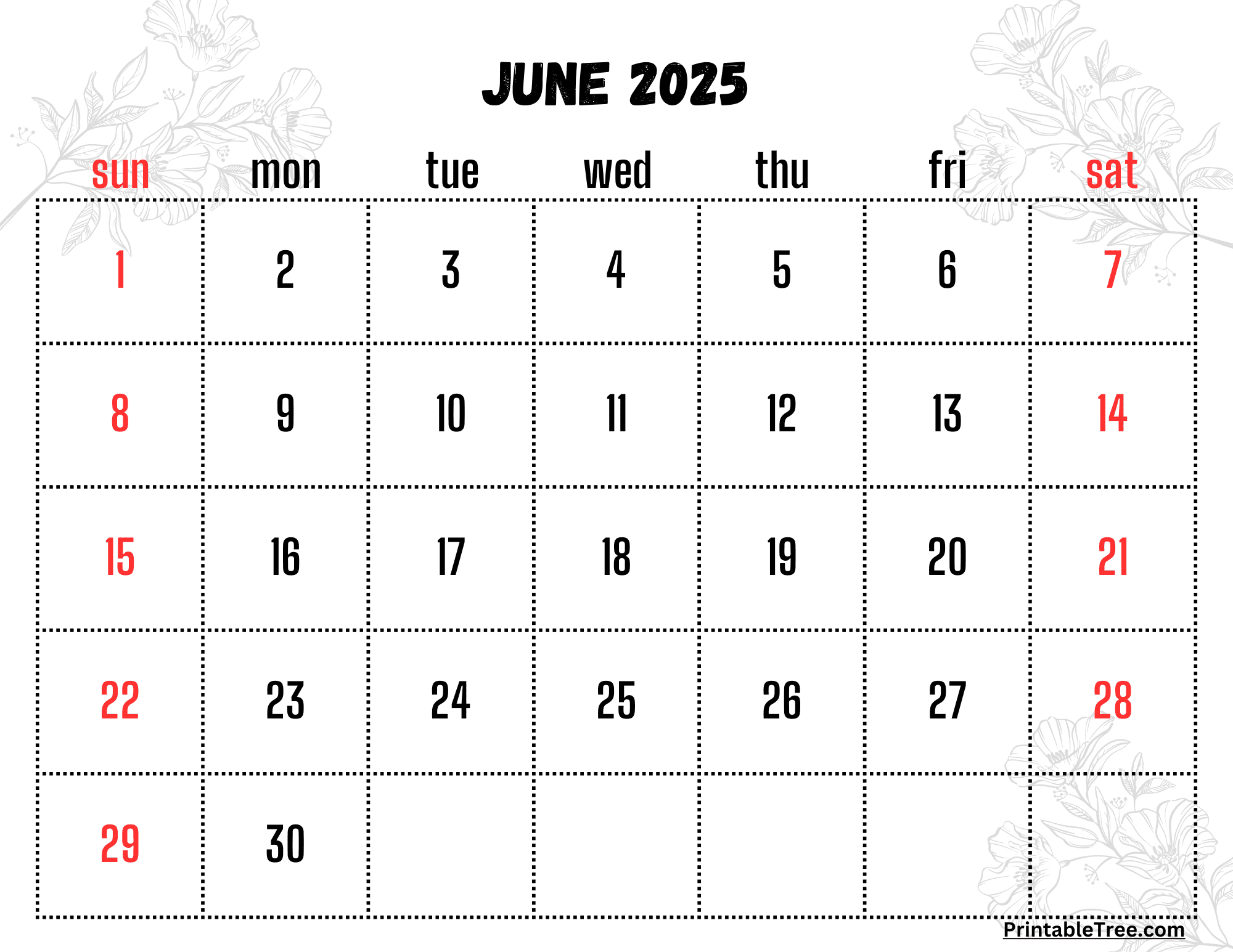 Free June 2025 Calendar Printable Pdf Template With Holidays - June Printable Calendar 2025 With Holidays