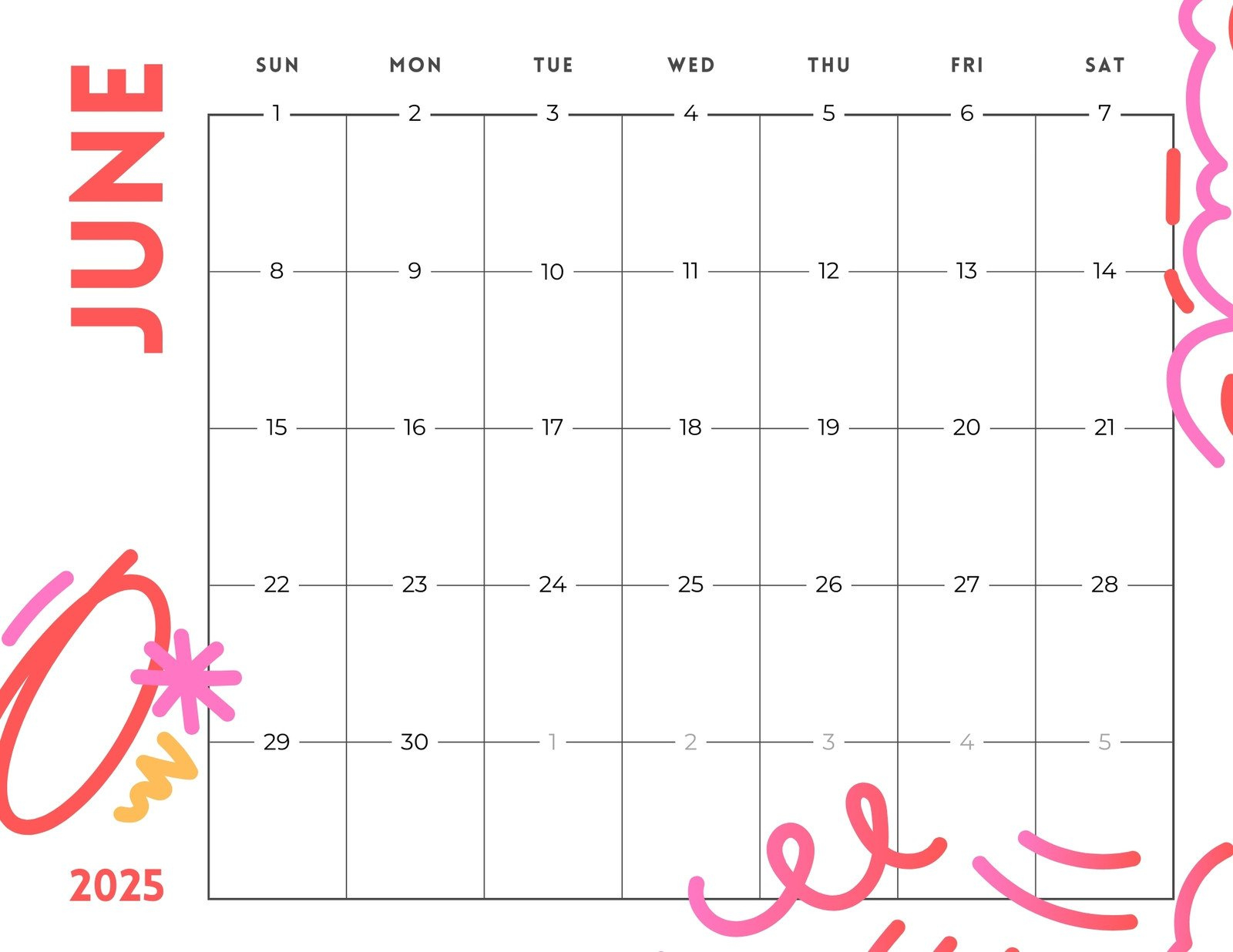 Free Printable, Custom June 2025 Calendar Templates | Canva - June Dry Erase Calendar Ideas 2025