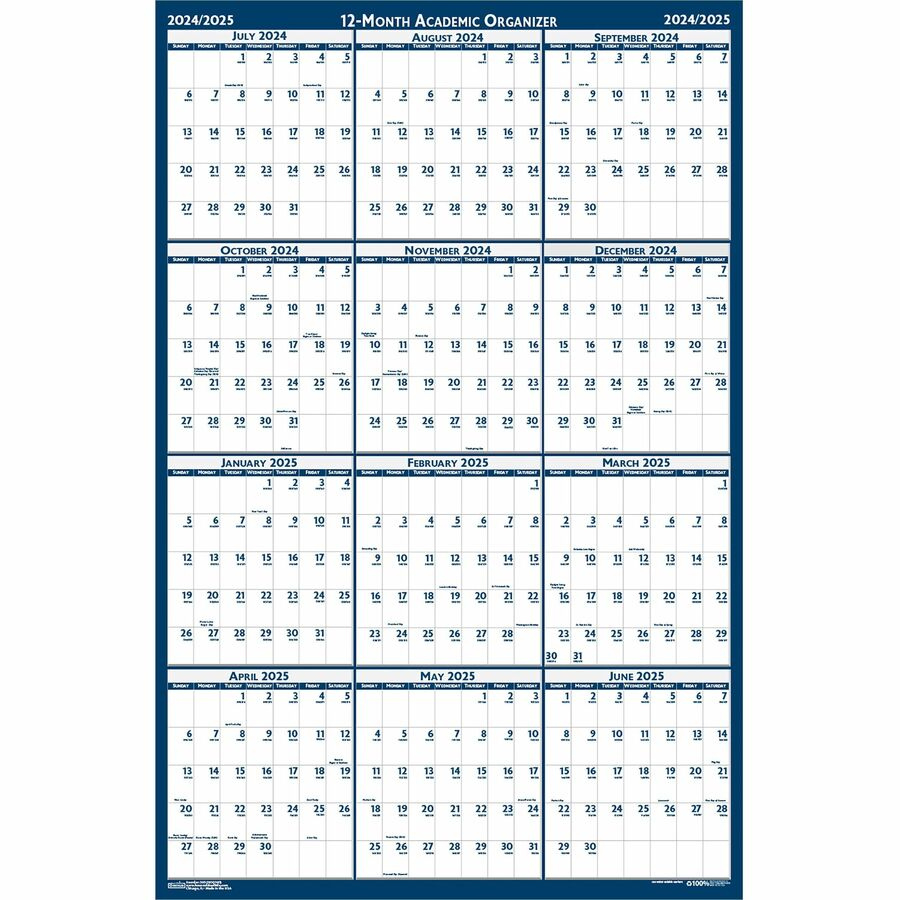 House Of Doolittle Academic July-June Wall Calendar - Julian Dates - July 2024 - June 2025 Calendar