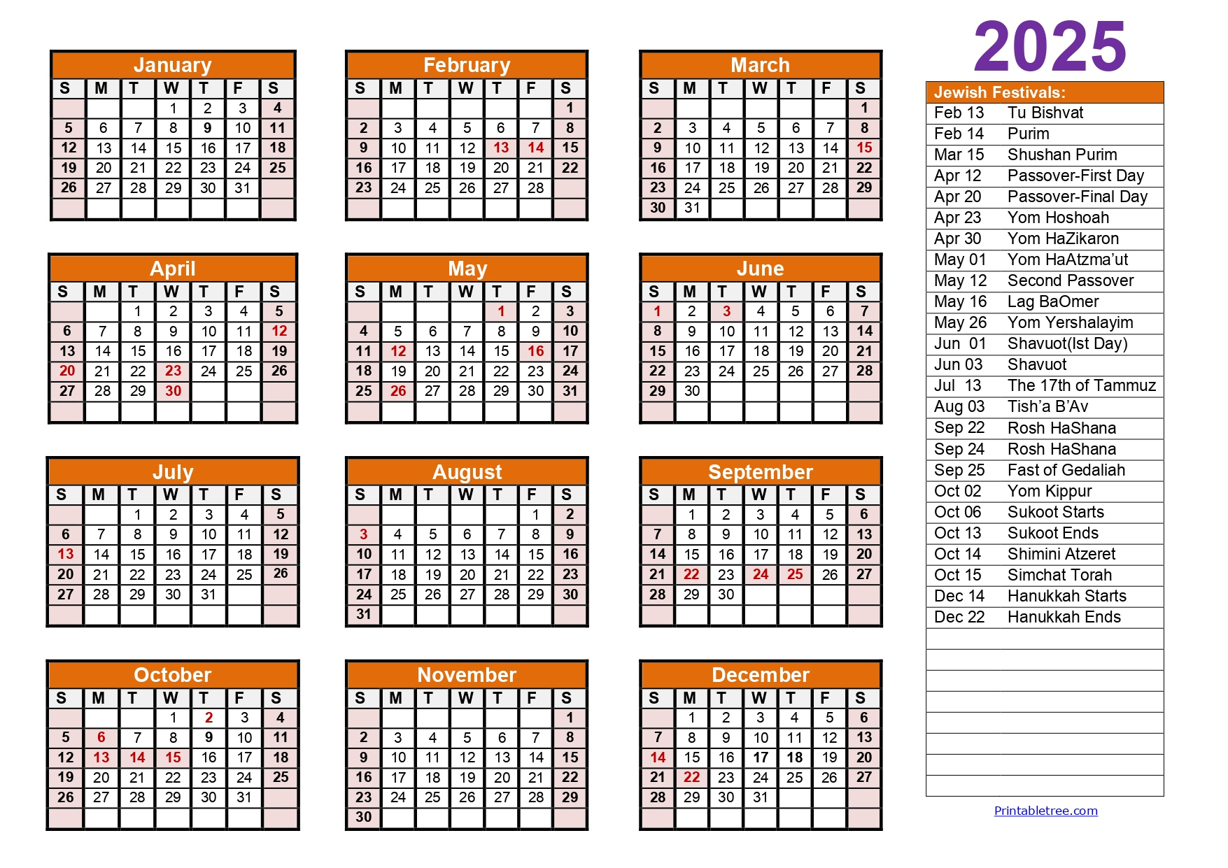 Jewish Calendar 2024, 2025 Pdf Templates With Jewish Holidays Lists - June In Hebrew Calendar 2025