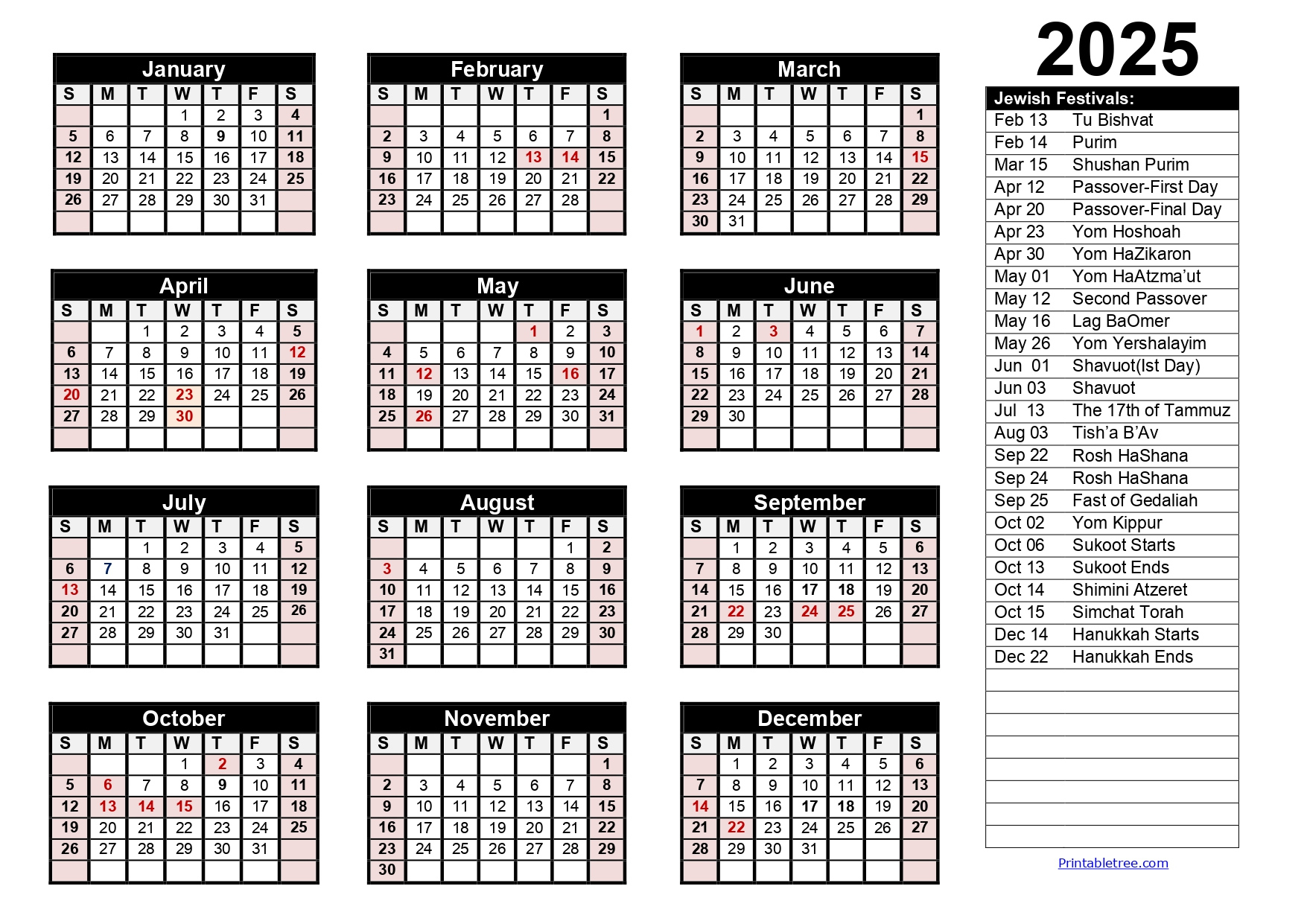 Jewish Calendar 2024, 2025 Pdf Templates With Jewish Holidays Lists - June in Hebrew Calendar 2025