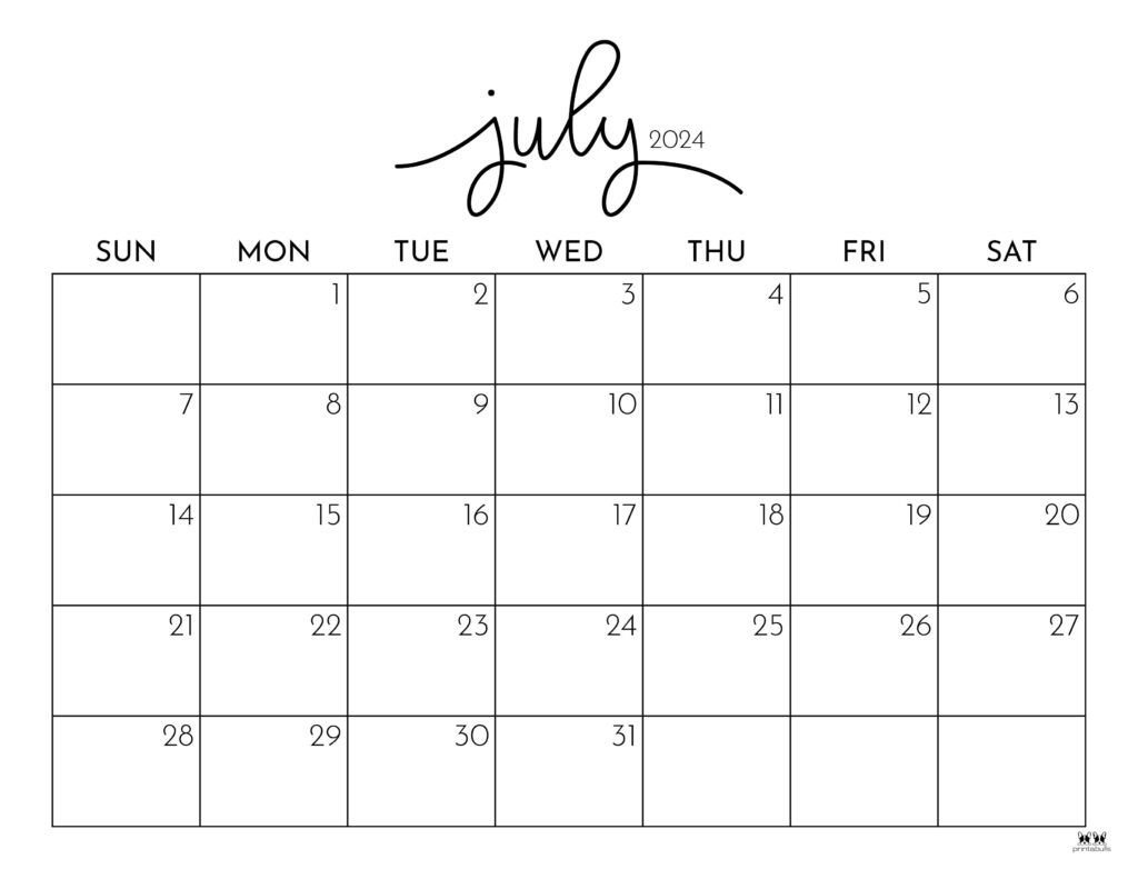 July 2024 Calendars - 50 Free Printables | Printabulls - Free Printable Calendar July 202
