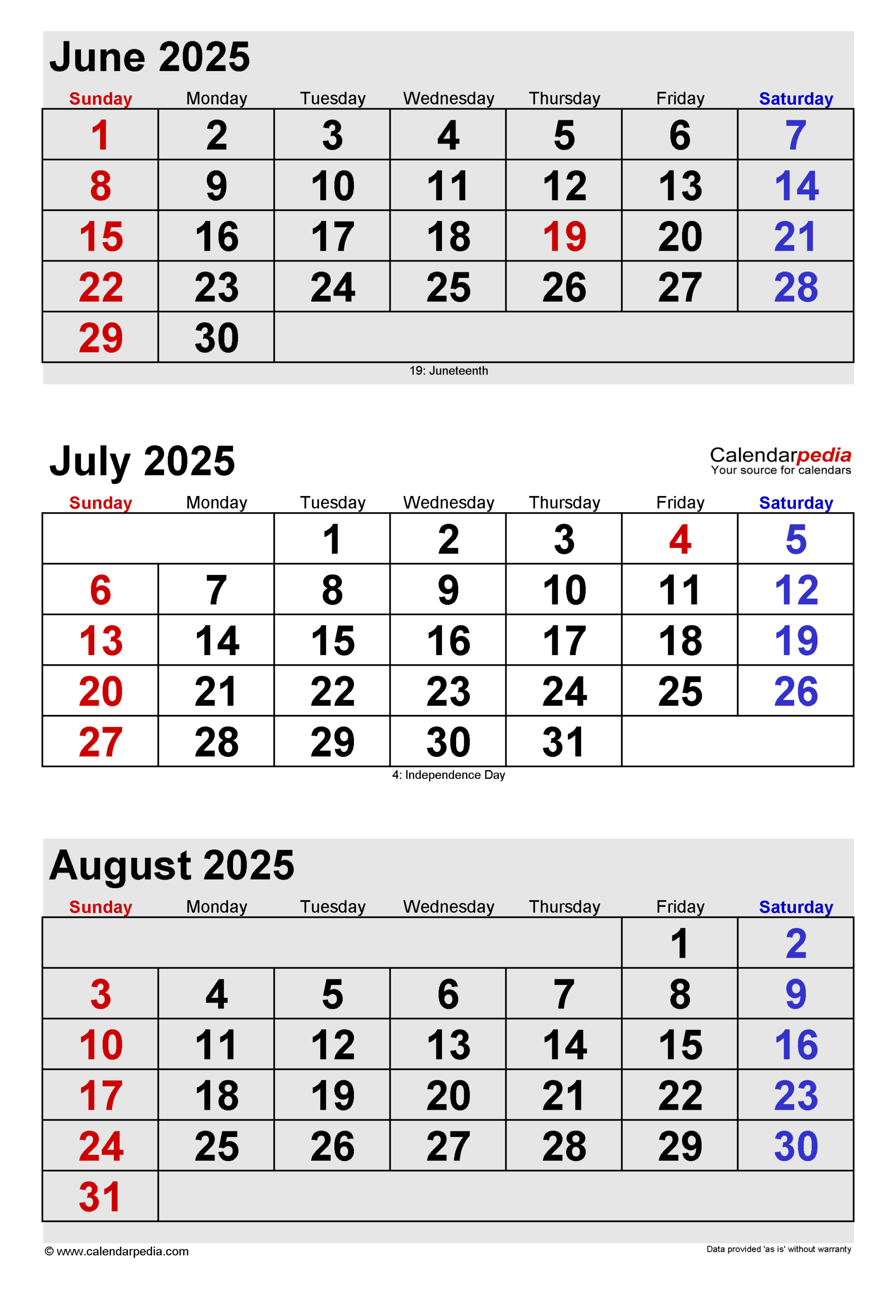 July 2025 Calendar | Templates For Pdf, Excel And Word - Free Printable Calendar June July August 2025
