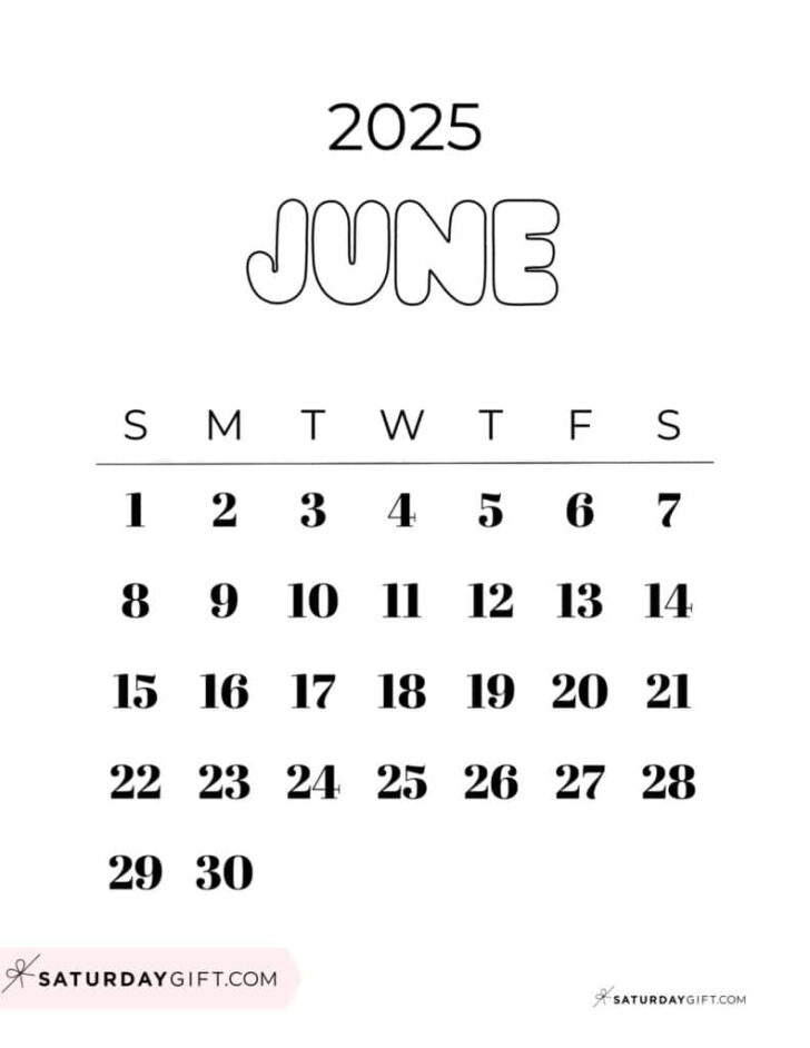 Cute June 2025 Printable Calendar