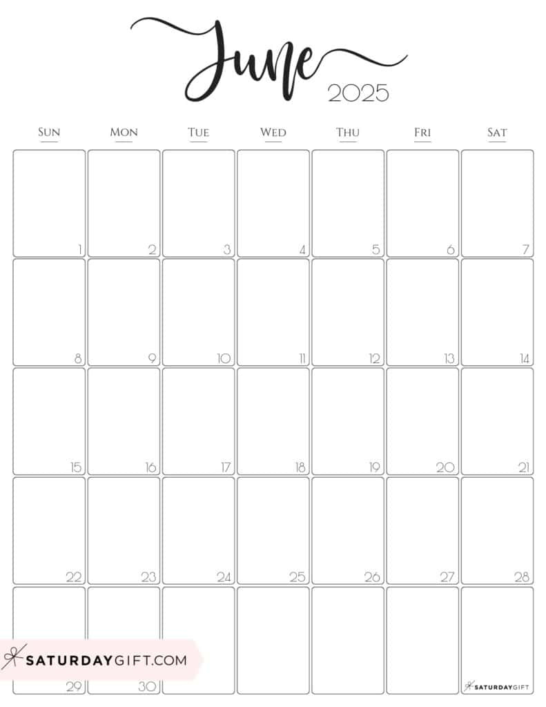 June 2025 Calendar - 23 Cute &amp;amp; Free Printables - June 2025 Calendar Vertical