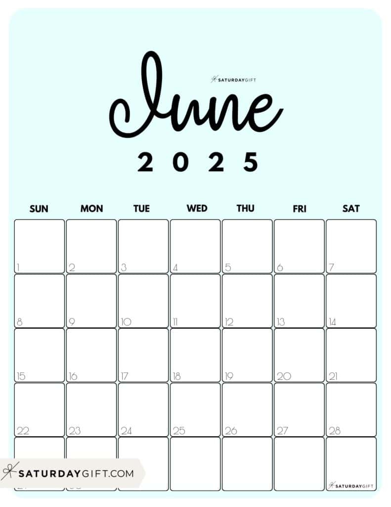 June 2025 Calendar - 23 Cute &amp;amp; Free Printables - Month Of June Calendar Printable