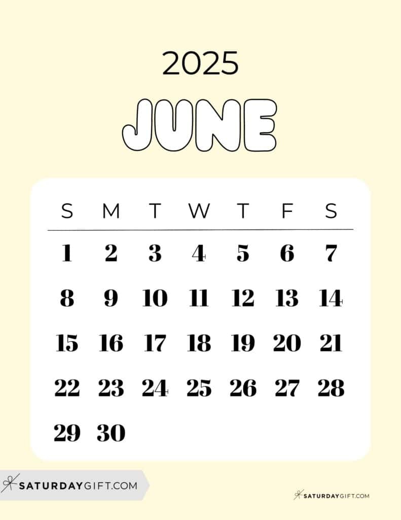 June 2025 Calendar - 23 Cute &amp;amp; Free Printables - Show Me June Calendar 2025