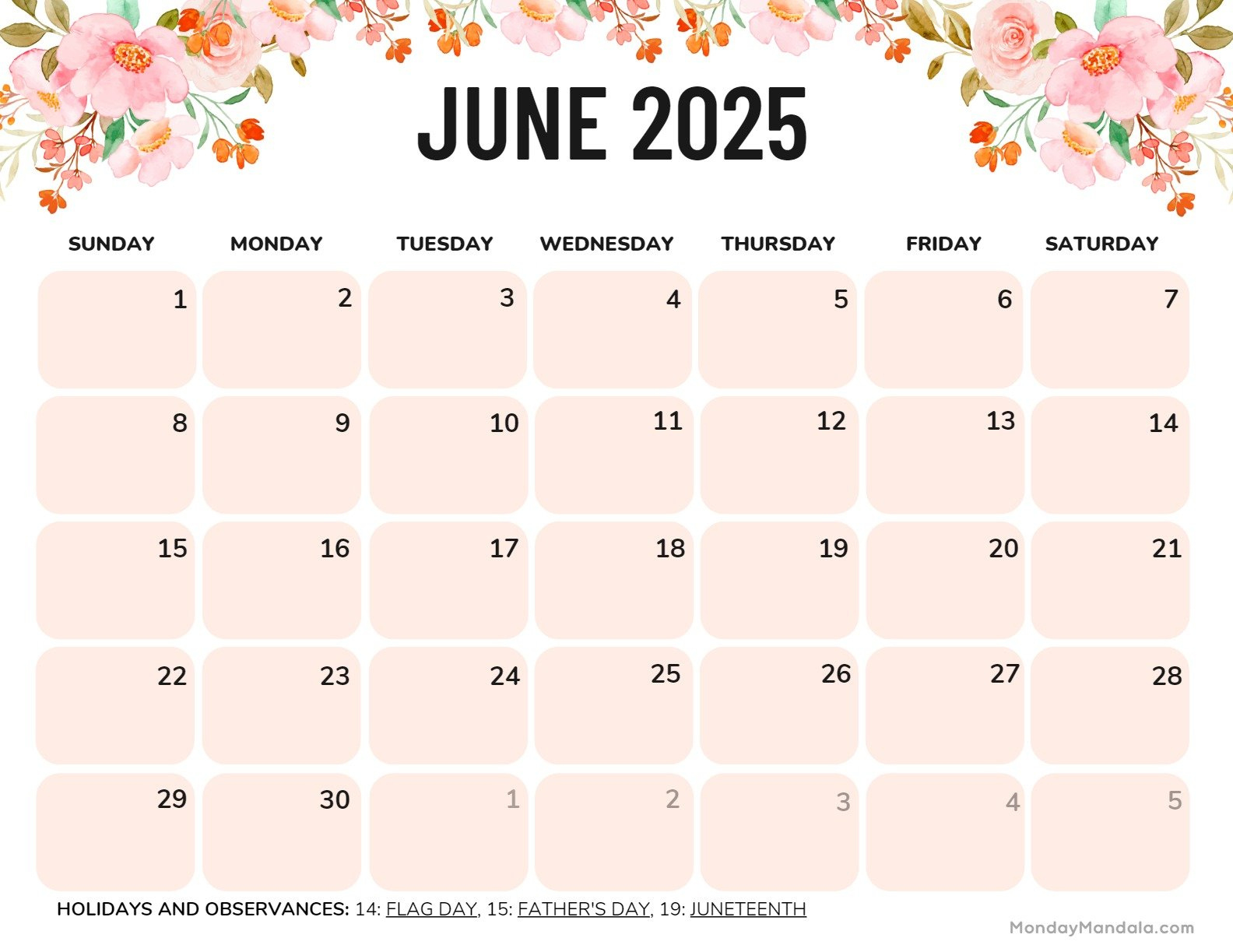 June 2025 Calendar (52 Free Pdf Printables) - Show Me The Calendar For The Month Of June 2025