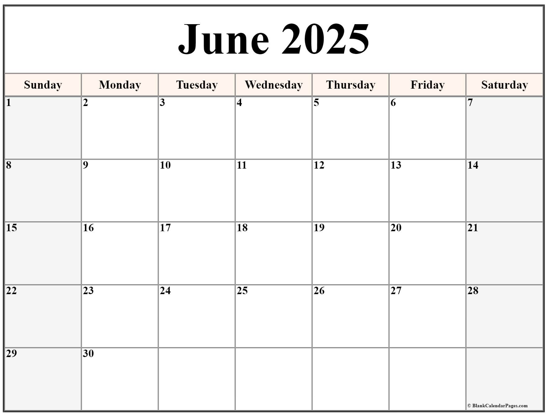 June 2025 Calendar | Free Printable Calendars - June 2025 Calendar with Holidays