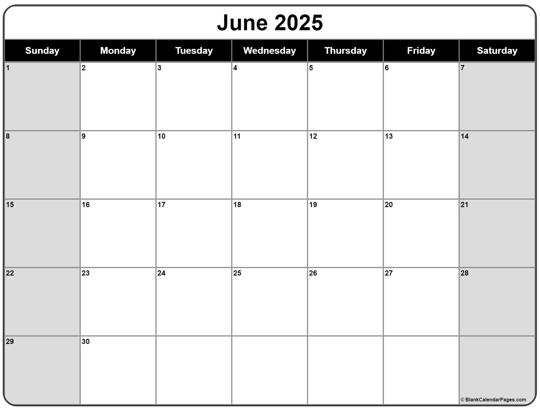 June 2025 Calendar | Free Printable Calendars - June 2025 Printable Calendar