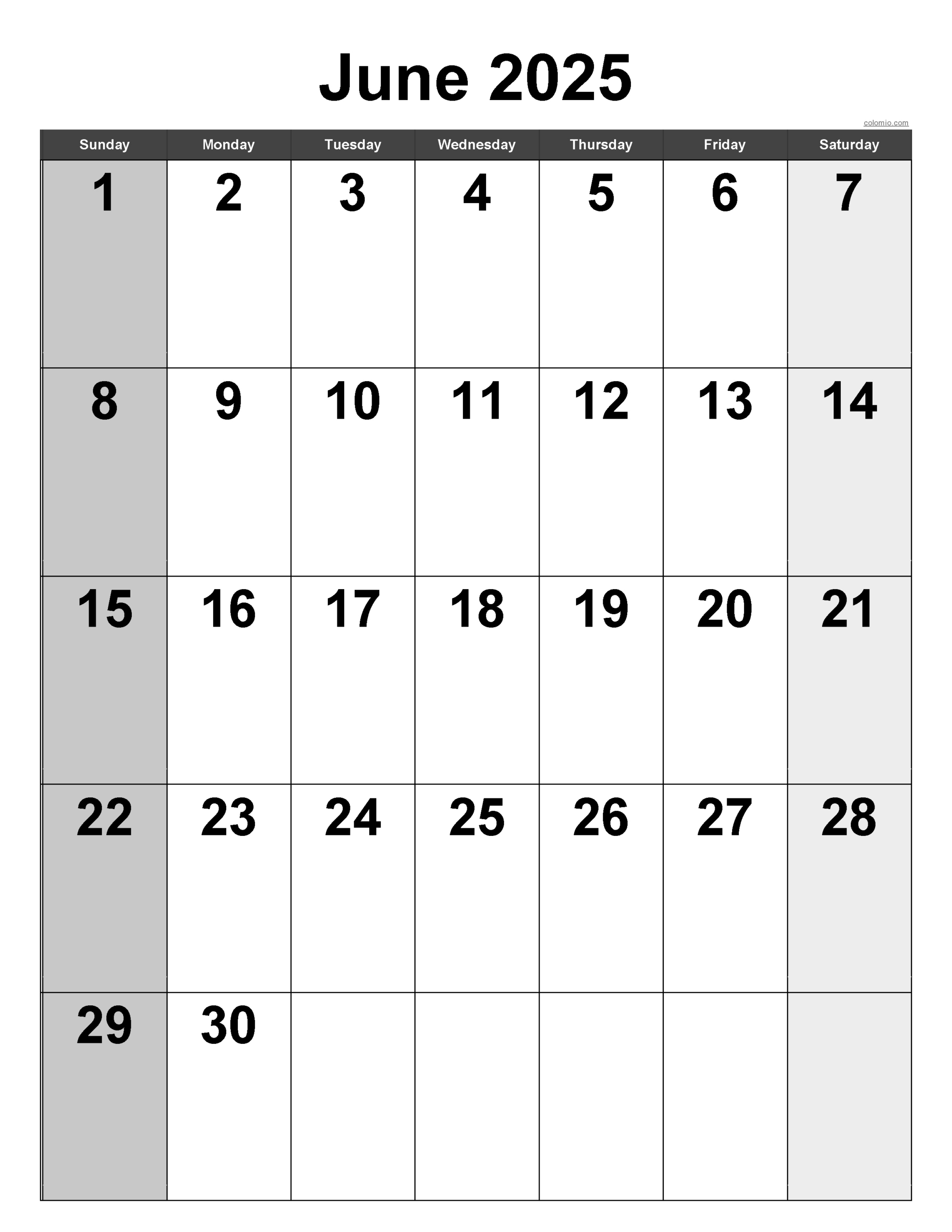June 2025 Calendar | Free Printable Pdf, Xls And Png - June 2025 Calendar Vertical