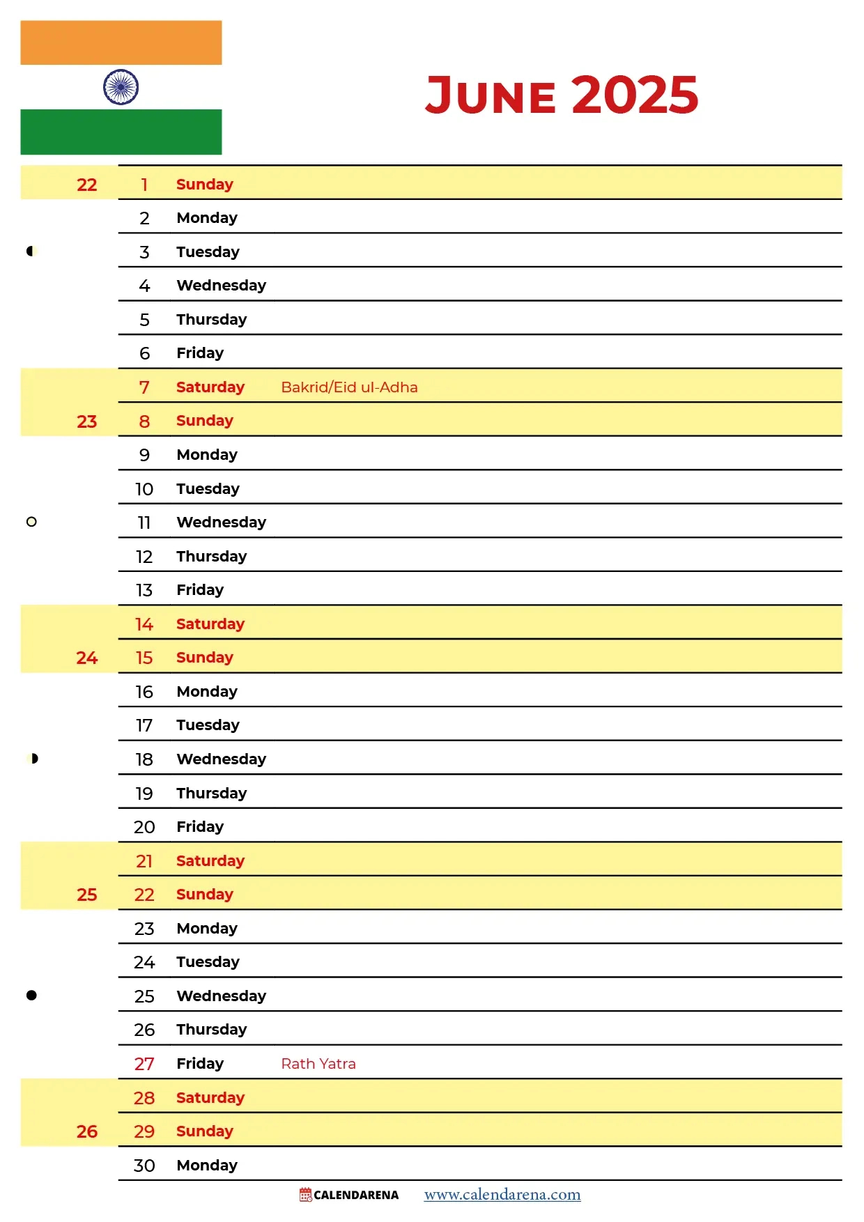 June 2025 Calendar India - National Days In June 2025 Calendar