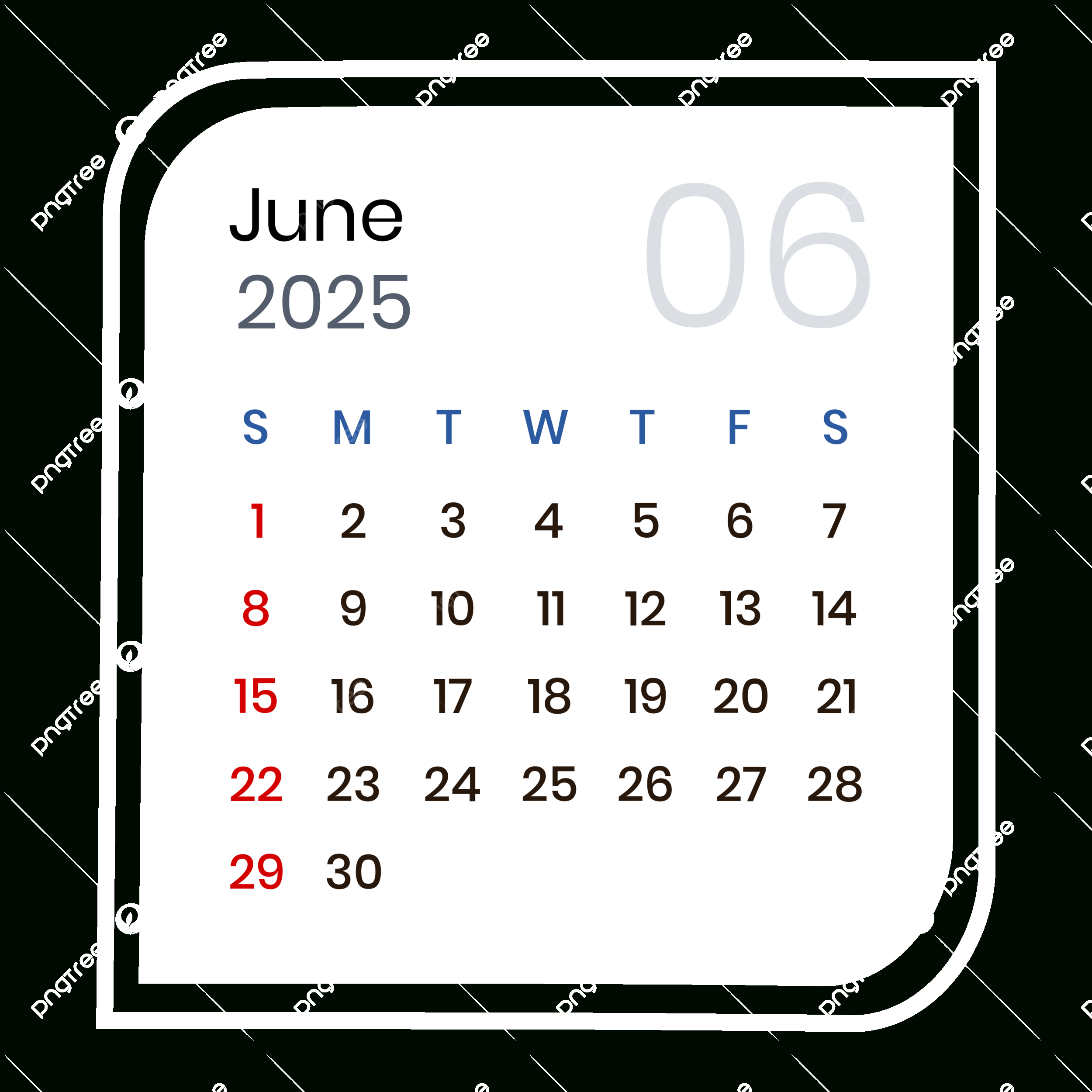 June 2025 Calendar Minimalist Vector, June 2025, June 2025 - June 2025 Calendar Png