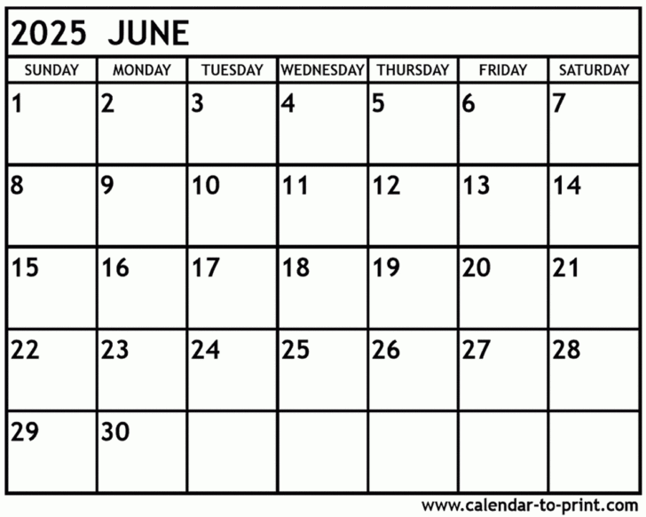 Free Printable Calendar June 2025