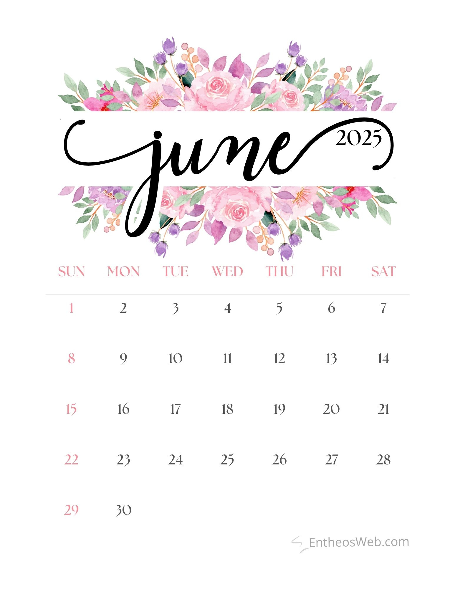 June 2025 Calendar Printables | Entheosweb - June Themes For Calendar 2025