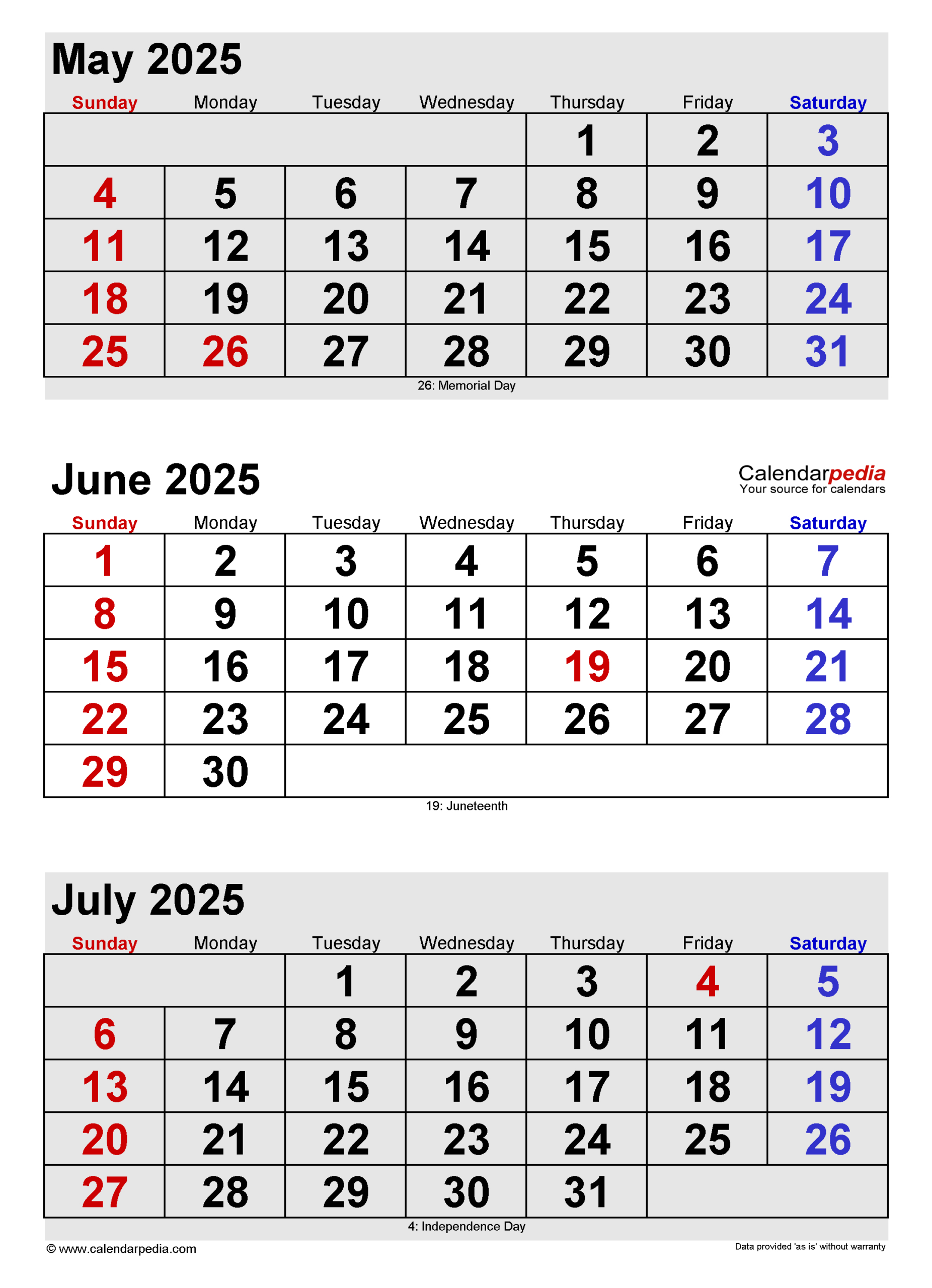 June 2025 Calendar | Templates For Pdf, Excel And Word - Calendar For May June And July 2025