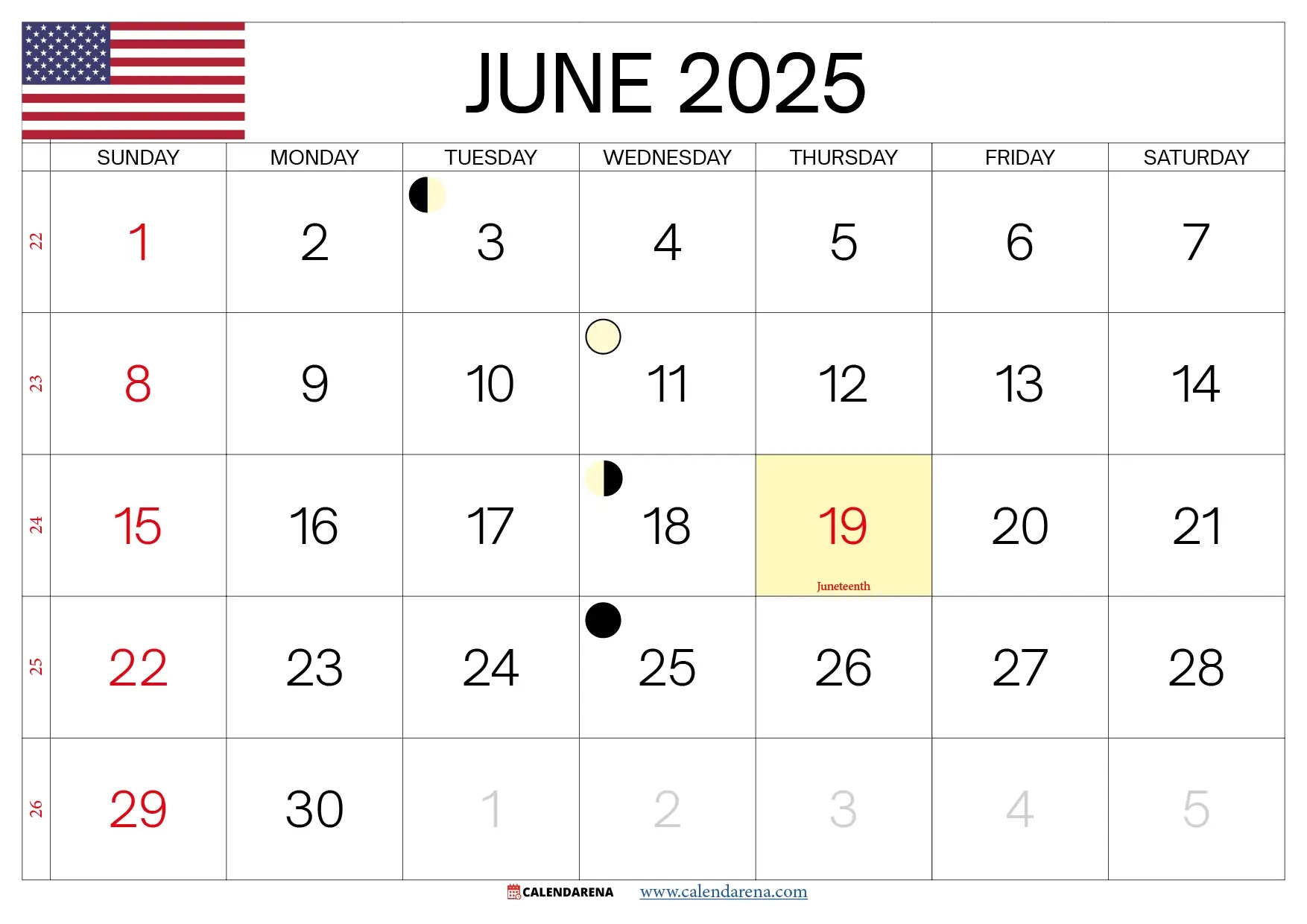 June 2025 Calendar Usa With Holidays - Calendar Of Events For June 2025