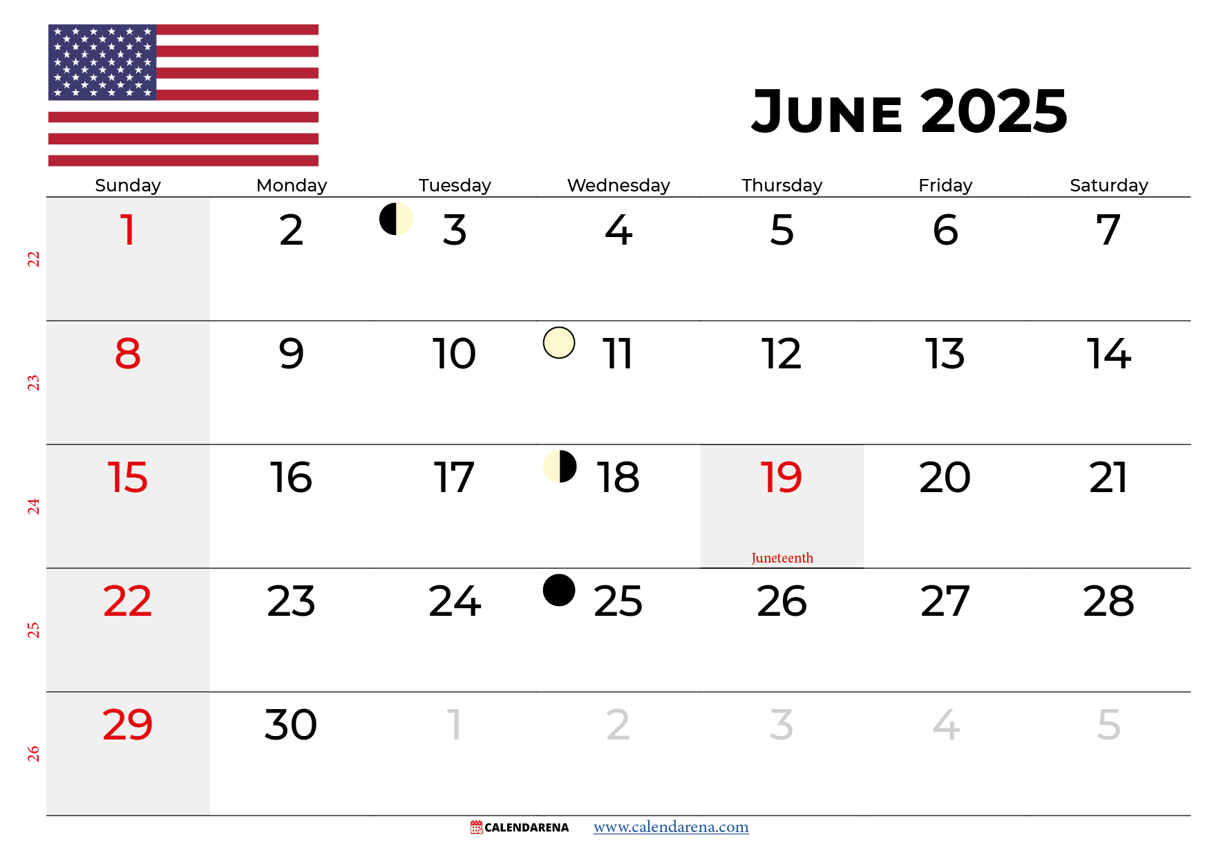 June 2025 Calendar Usa With Holidays - June National Days Calendar 2025