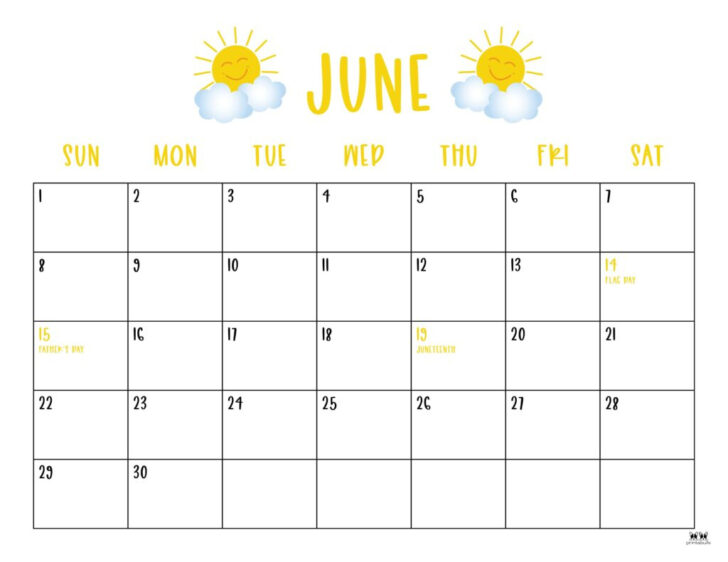 Calendar June 2025 with Holidays