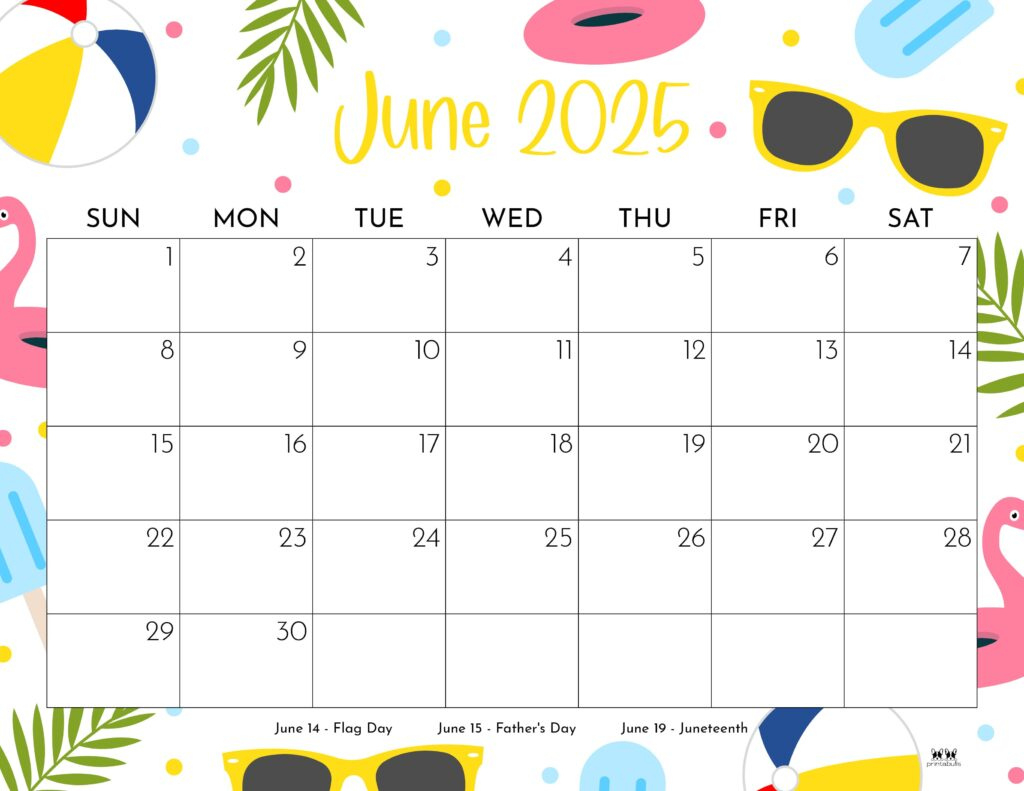June 2025 Calendars - 107 Free Printables | Printabulls - Cute June Calendar 2025