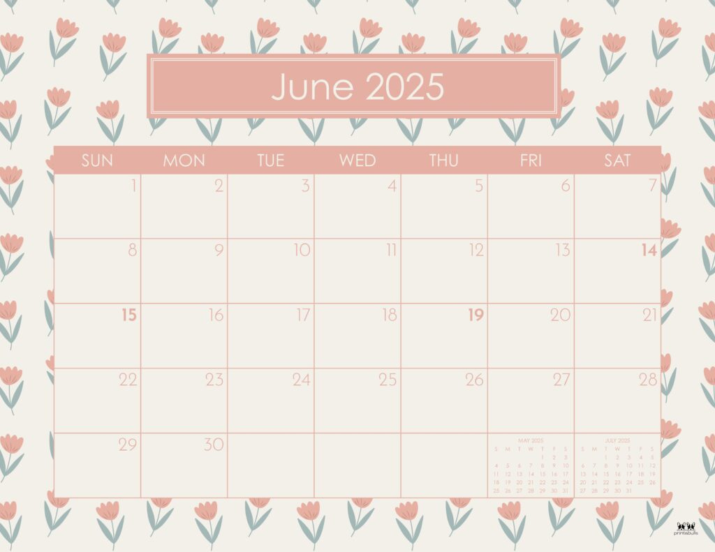 June 2025 Calendars - 107 Free Printables | Printabulls - Cute June Calendar 2025