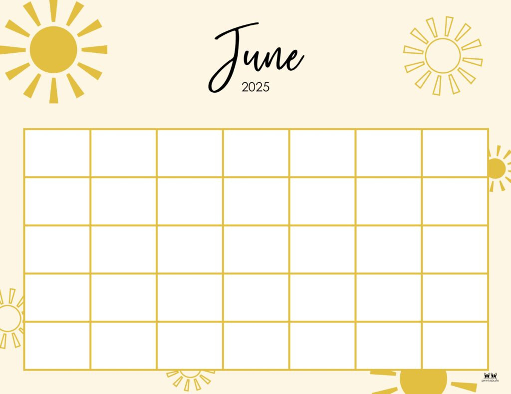 June 2025 Calendars - 107 Free Printables | Printabulls - Cute Printable June Calendar 2025