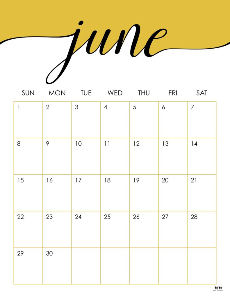 June 2025 Calendars - 107 Free Printables | Printabulls - June 2025 Calendar Portrait
