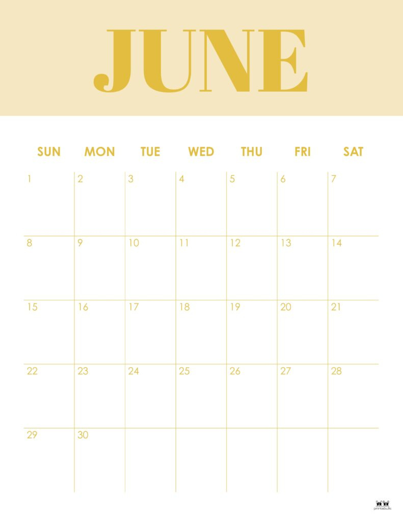 June 2025 Calendars - 107 Free Printables | Printabulls - June 2025 Calendar Vertical