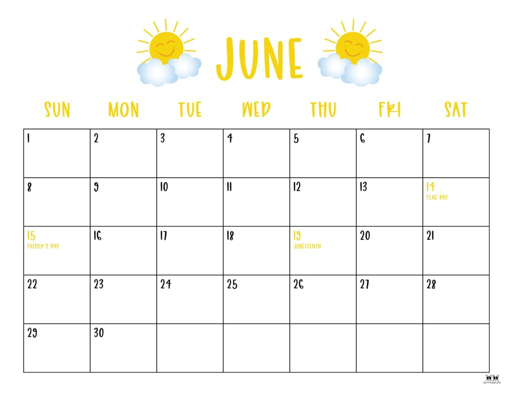 June 2025 Calendars - 107 Free Printables | Printabulls - June 2025 Printable Calendar With Holidays