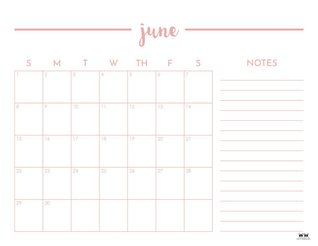 June 2025 Calendars - 107 Free Printables | Printabulls - June Calendar 2025 with Lines