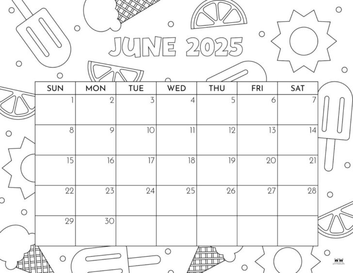 June Calendar Printable 2025