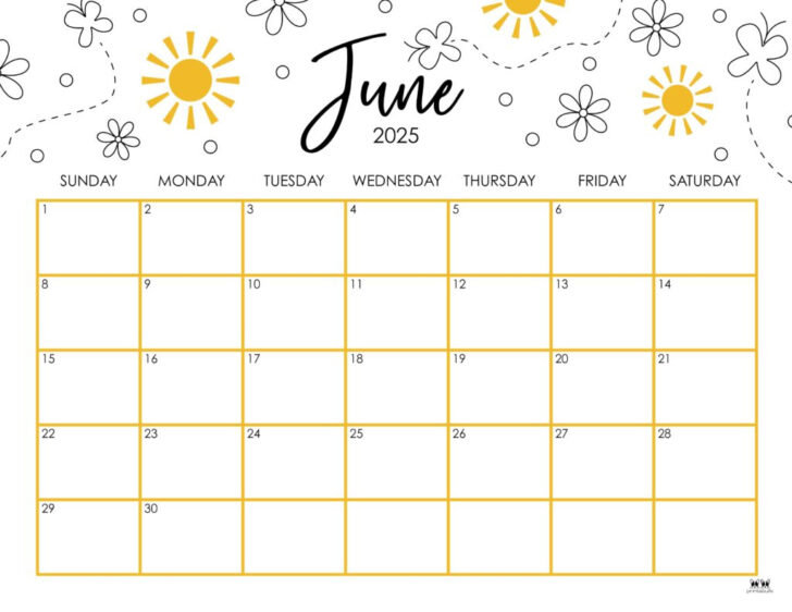 June Printable Monthly Calendar 2025