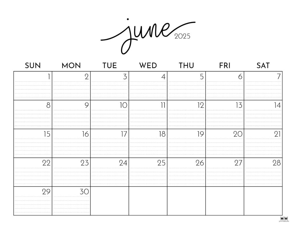 June 2025 Calendars - 107 Free Printables | Printabulls - Show Me The June 2025 Calendar